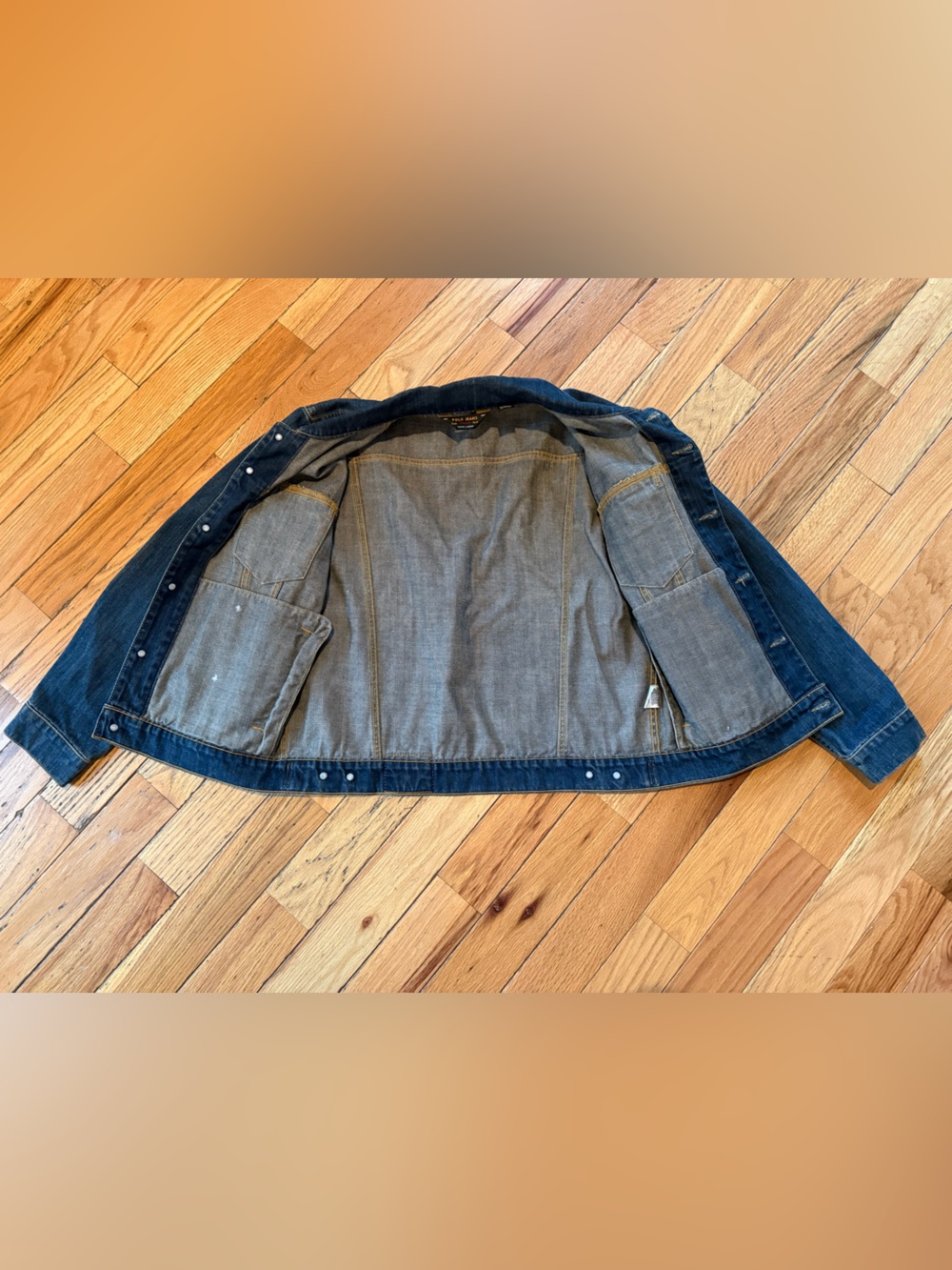 VTG Polo Jeans Company Ralph Lauren Trucker Jacket Dark Wash Denim Men’s Size S - Picture 3 of 16